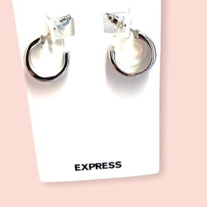 Express thick mini hoop silver earrings